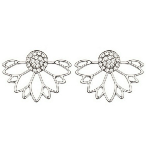 Flower jacket earrings( silver tone) - Picture 2 of 3